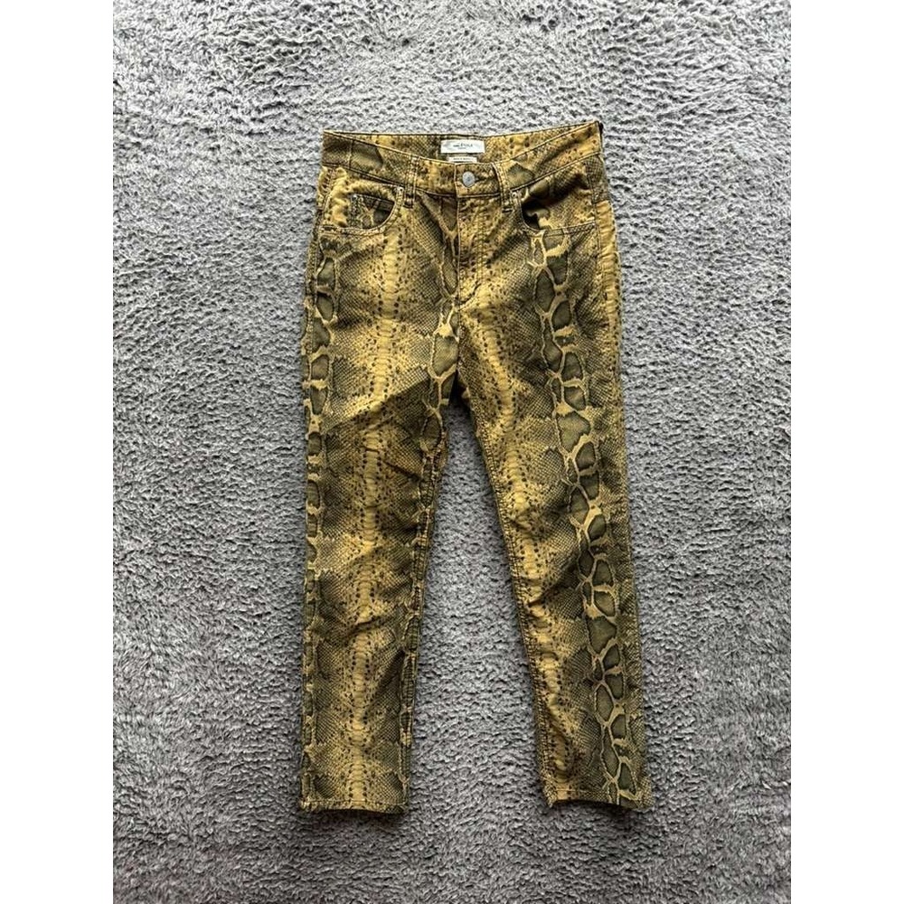 Isabel Marant Etoile Apolo Snakeskin Print‎ Corduroy Pant Ochre Womens Size 34